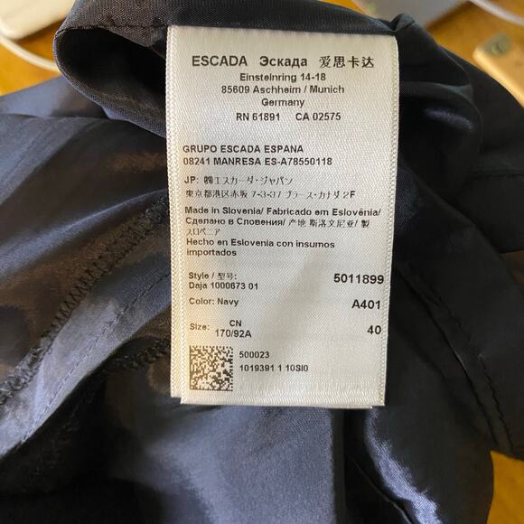 Escada Women's Sheath Cocktail Dress Size EU 40 Navy Fitted Midi Evening Dress - Picture 10 of 13